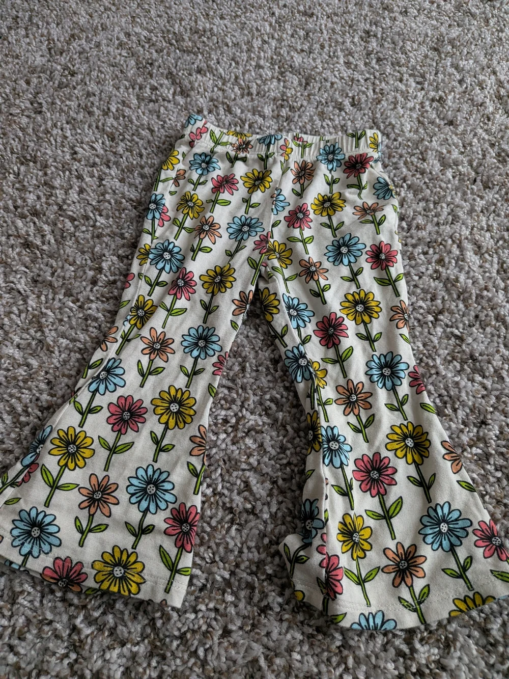 Posh Peanut Floral Bell Bottoms in Yellow & Blue Flowers Size 6/12 Months